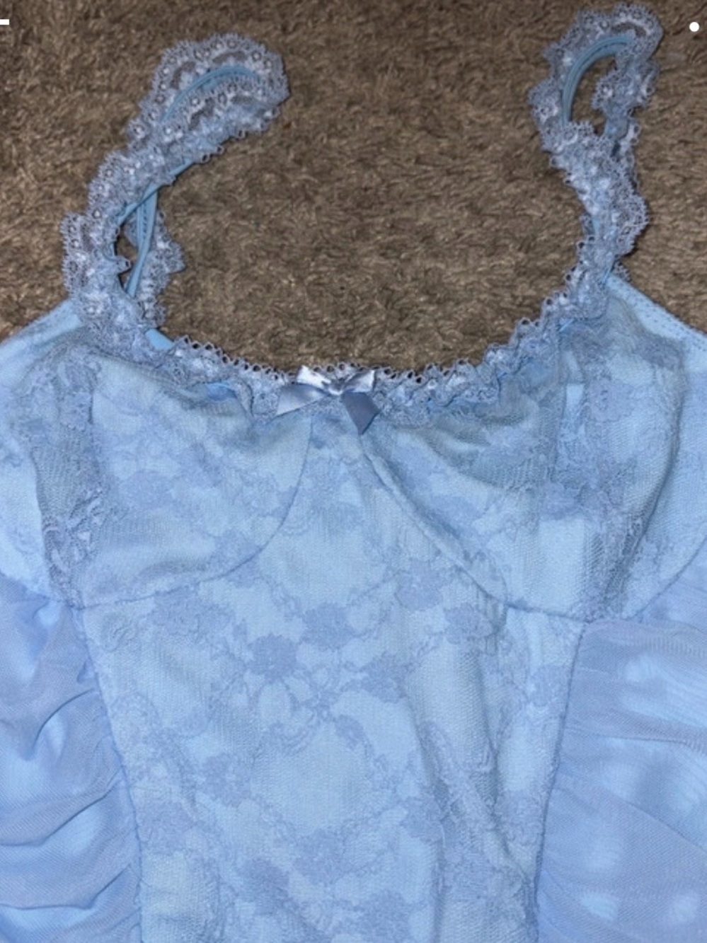 SHEIN Light Blue Lace Trim Camisole Chemise